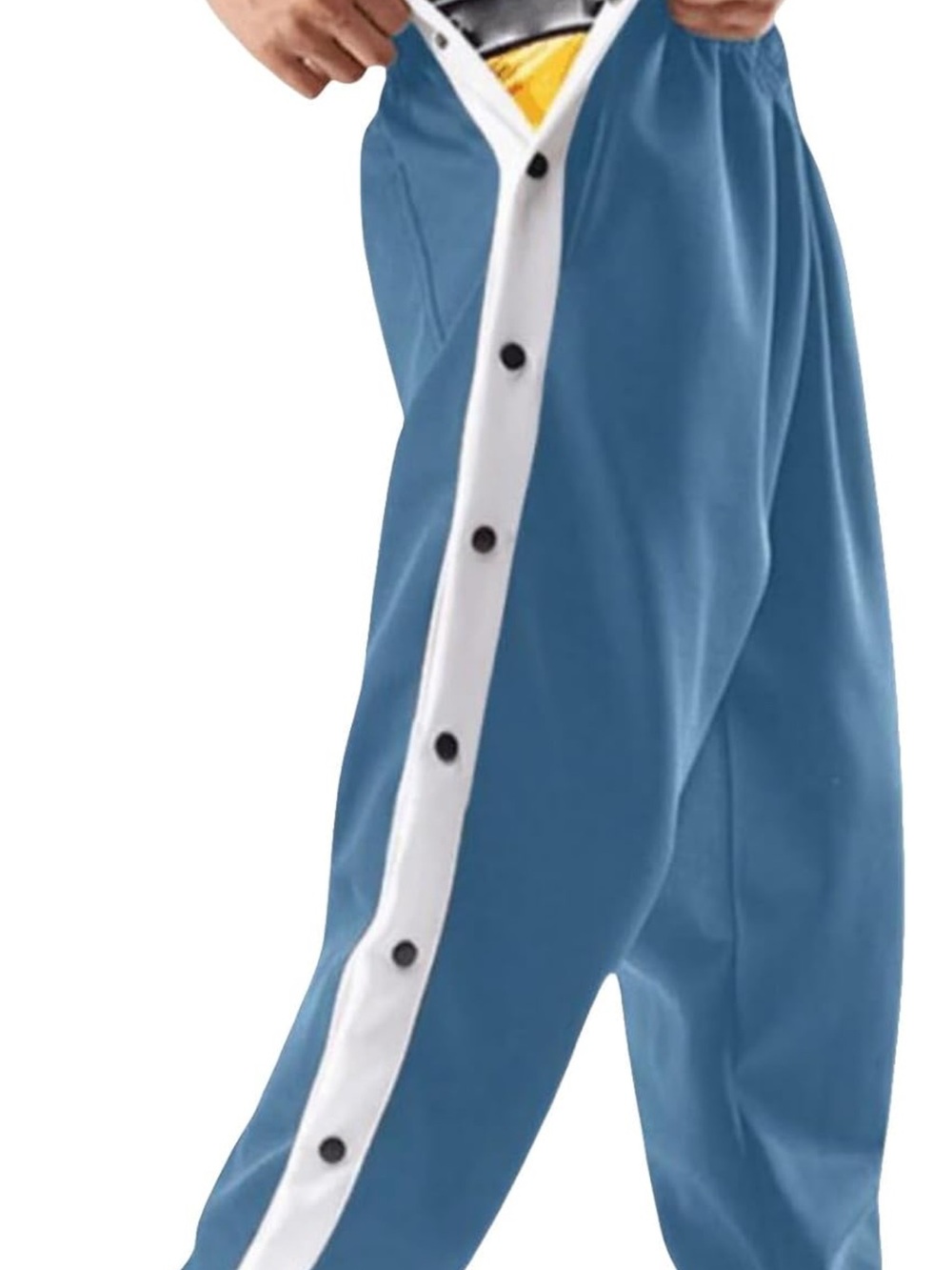 Blue Snap-Button Side Stripe Men’s Pants